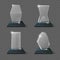 Crystal glass trophy winning business awards vector set