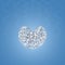 Crystal heart. The symbol of lovers in silver color. Bubble ornament. Decorations from glowing rain curtains. Valentines Day.