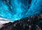 The Crystal Ice Cave in Iceland. Vatnajokull National Park. Inside view of the ice. Winter landscapes in Iceland. Natural backgrou