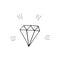 Crystal icon, sticker. sketch hand drawn doodle style. minimalistic, monochrome. jewel, shining, treasure