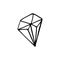 Crystal icon, sticker. sketch hand drawn doodle style. minimalistic, monochrome. jewel, shining, treasure