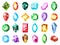 Crystal jewel gems. Crystal diamond gem, jewels game gemstone, precious luxury brilliant gems isolated symbols