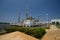 Crystal Mosque or Masjid Kristal  a grand structure made of steel  glass and crystal. View from below with clear blue sky