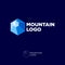 Crystal Mountain logo, hexagon mountain with snow peaks on a dark background.