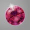 Crystal red pink ruby gem jewelry precious stone. Realistic 3d detailed vector illustration on transparent background