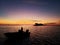 Crystal river Florida sunset gulf beach fishing pier sky island palm tree boat