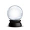 Crystal with snow. Christmas and New Year realistic snowy globe. Xmas magical ball with falling snowflakes. Blank