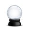 Crystal with snow. Christmas and New Year realistic snowy globe. Xmas magical ball with falling snowflakes. Blank transparent