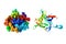 Crystal structure and space-filling molecular model of human interleukin 1 beta. Rendering based on protein data bank