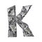 Crystal triangulated font letter K 3D render