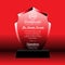 Crystal trophy certificate design template on red background.