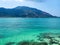 Crystal turquoise green sea ocean clear water and mountain at Lipe Island, Satun, Thailand