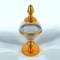 Crystal vase with gold. Spherical vase. 3D modeling and visualization of a vase in gold color on a white background. 3D rendering