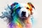 Crystal white background, abstract art, textures, rainbow dog smoke portrait in HD background