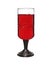 Crystal wine glass with silver stem filled with red wine isolated on white background