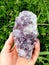 Crystal in Woman Hand : Amethist Amethyst Gems Uncut Raw  Stones Gems Pink Nails Purple Lila Stone in Nature Gemstones Colors Ring