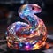 crystall glass snake with colourful glowing lights