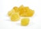 Crystallised Ginger, zingiber officinale against White Background