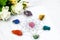 Crystals healing for 7 chakras, Merkaba, Metatrons Cube sacred geometry space spiritual new age, alternative healing, ruby,