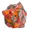 Crystals of red Realgar on rock isolated