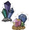 Crystals Stones Illustration Stickers Doodle Sketch Hand Drawn Set Separate Jewelry Treasure Treasure