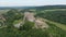 Csesznek, Hungary - 4K drone flying away of the ruins of the Castle of Csesznek lies in the Bakony in the village of Csesznek