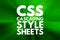 CSS - Cascading Style Sheets acronym, technology concept background