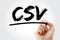 CSV - Comma Separated Values acronym with marker, technology concept background