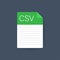 CSV file icon. Spreadsheet document type. Modern flat design graphic illustration. Vector CSV icon