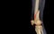 CT knee 3D rendering image Lateral view isolated on black background showing fracture Femur bone