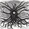 A Cthulhu inspired neuron tree branching black against white