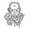 Cthulhu myth creature engraving vector