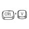 Ctrl and V keyboard shortcut vector illustration, Paste keyboard shortcut for windows devices. Ctrl V