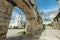 The Cuartel Ruins,and Our Lady of Conception Church,seen through an archway, Oslob,Cebu Island,The Philippines