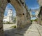 The Cuartel Ruins,and Our Lady of Conception Church,seen through an archway, Oslob,Cebu Island,The Philippines