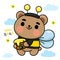 Cub Bear and honey cartoon kawaii vector animal habitat