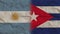Cuba and Argentina Flags Together, Crumpled Paper Effect 3D Illustration