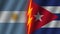 Cuba and Argentina Flags Together, Fabric Texture, Thunder Icon, 3D Illustration