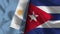Cuba and Argentina Realistic Flag â€“ Fabric Texture Illustration