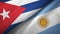 Cuba and Argentina two flags textile cloth, fabric texture