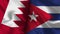 Cuba and Bahrain Realistic Flag â€“ Fabric Texture Illustration