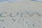 Cuba beach, letters on the sand