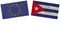 Cuba and Europen Union Flags Together Paper Texture Illustration