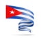 Cuba flag in the form of wave ribbon.