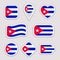 Cuba flag vector set. Cuban stickers collection. Isolated geometric icons. Country national symbols badges. Web, sport