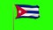 Cuba flag waving in the wind. Green screen, alpha