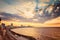 Cuba, Havana, embankment Malecon, fascinating cloudscape, skyline, sunset