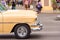 CUBA, HAVANA - MAY 5, 2017: American beige retro cabriolet on city street. ï¿½lose-up.