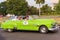 CUBA, HAVANA - MAY 5, 2017: American green retro cabriolet on city street. Copy space for text.