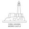 Cuba, Havana, Morro Castle travel landmark vector illustration